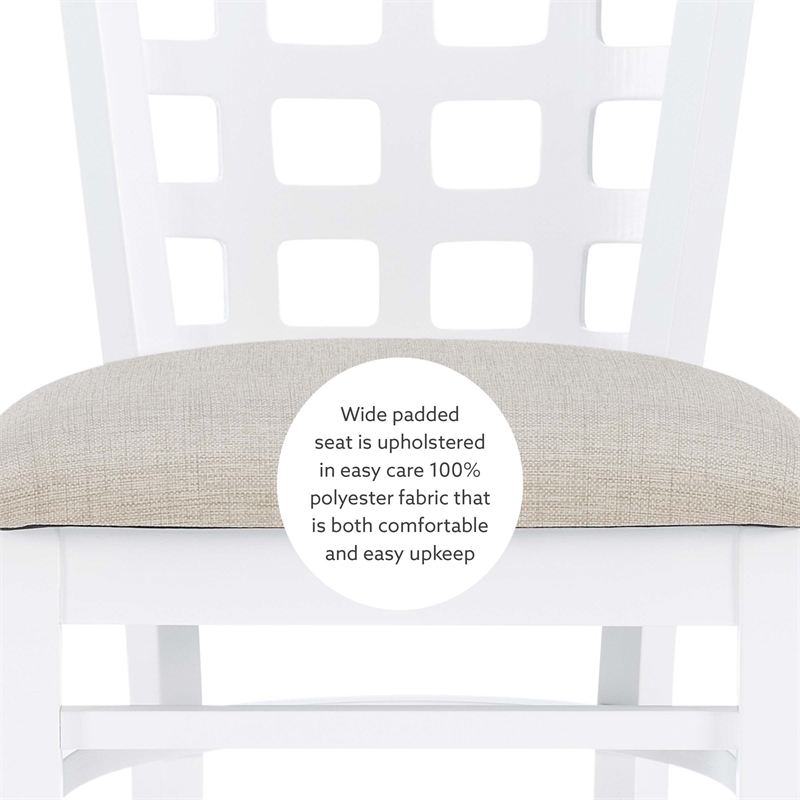 Bowery Hill Wood Commercial Grade Upholstered Seat Counter Stool in White