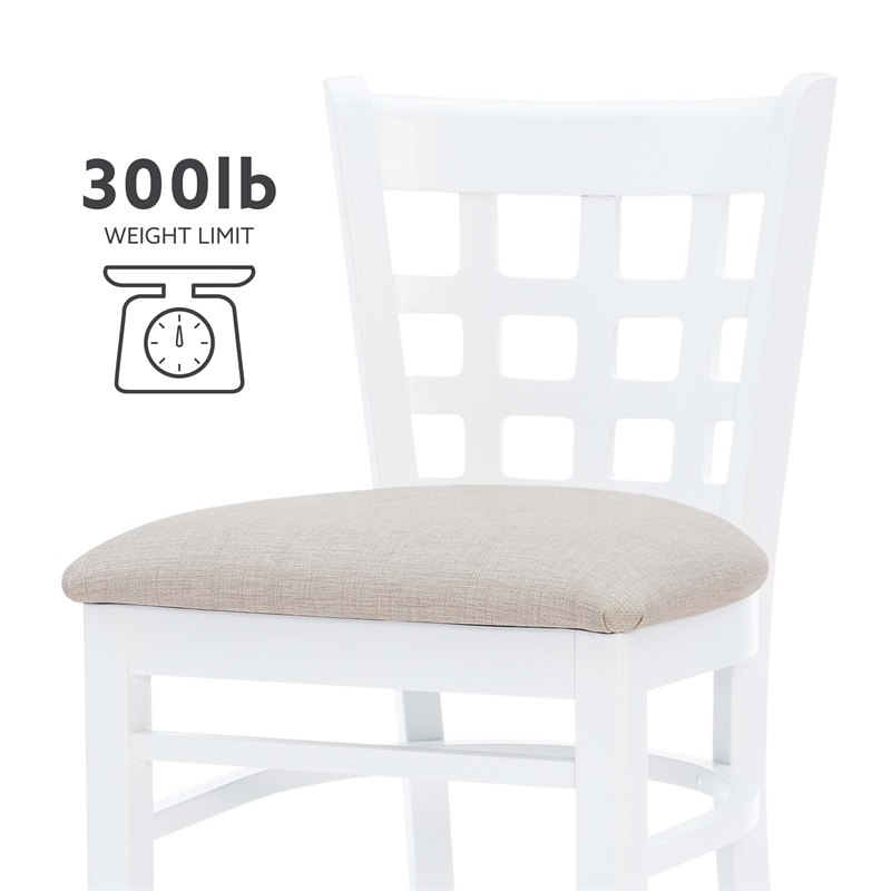 Bowery Hill Wood Commercial Grade Upholstered Seat Counter Stool in White