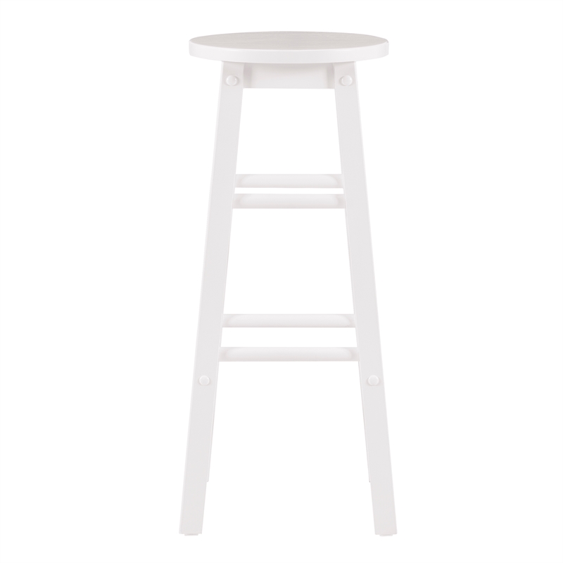 Bowery Hill Modern / Contemporary Wood Round Bar Stool in White