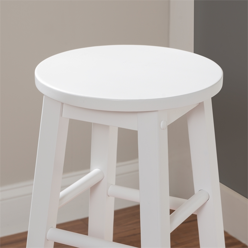 Bowery Hill Modern / Contemporary Wood Round Bar Stool in White