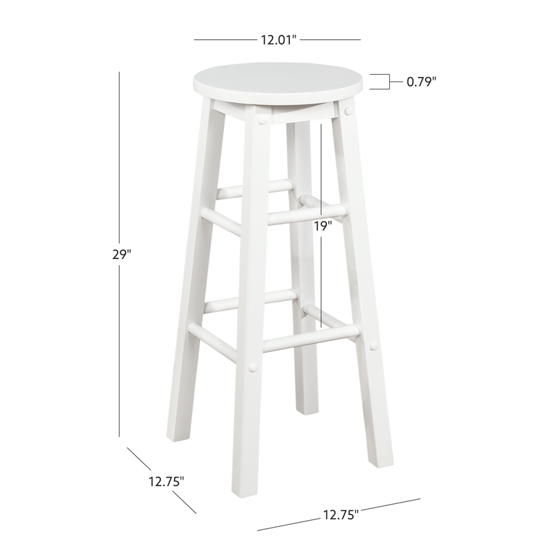 Bowery Hill Modern / Contemporary Wood Round Bar Stool in White