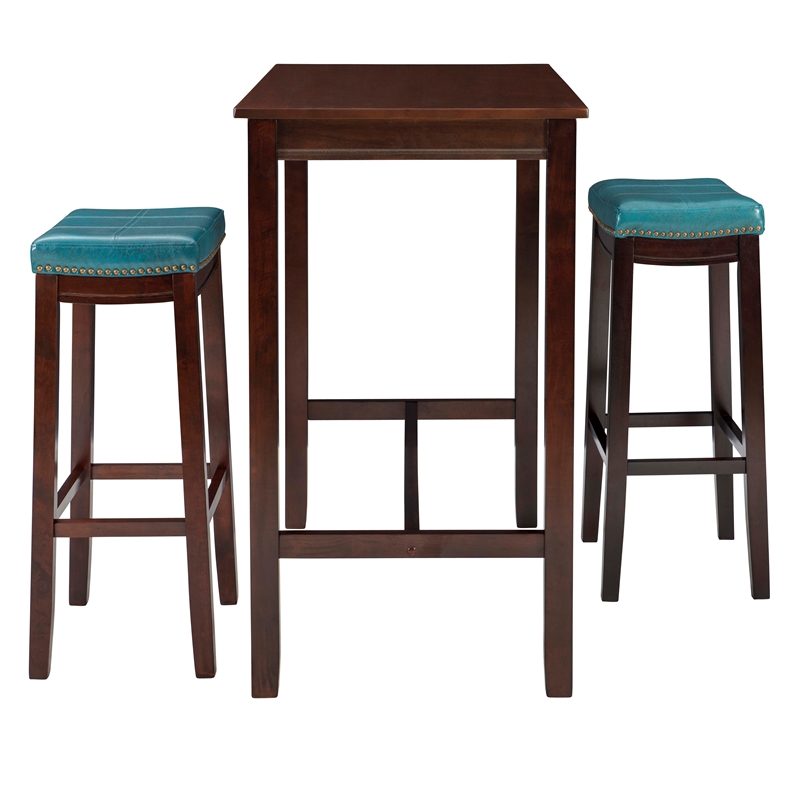 Bowery Hill Modern / Contemporary Wood Three Piece Bar Dining Set in Blue