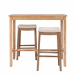 Bowery Hill 3-PieceTransitional Wood & Fabric Bar Dining Set in Natural Brown