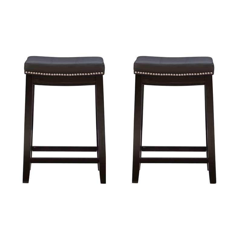 Bowery Hill Modern / Contemporary Wood Set of Two Counter Stools in Black