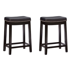 Bowery Hill Modern / Contemporary Wood Set of Two Counter Stools in Black