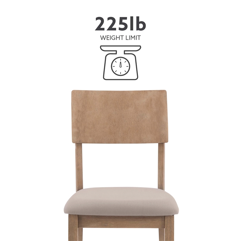 Bowery Hill Modern Wood Set of Two Dining Chairs in Washed Gray