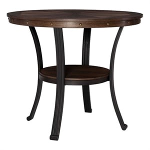 Bowery Hill Modern Wood and Metal Counter Height Table in Brown