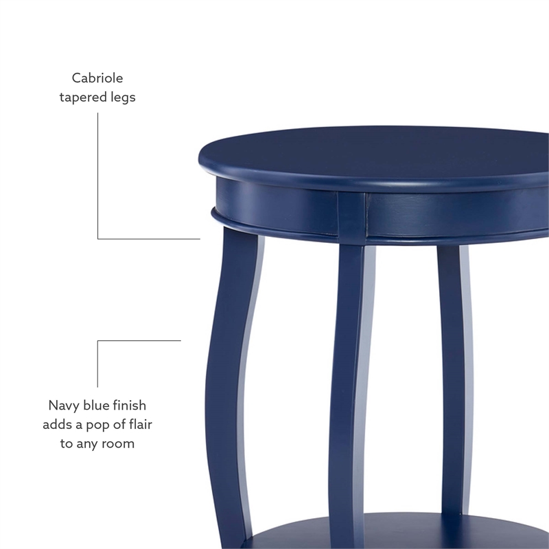 Bowery Hill Modern / Contemporary Wood Accent Side Table in Navy Blue