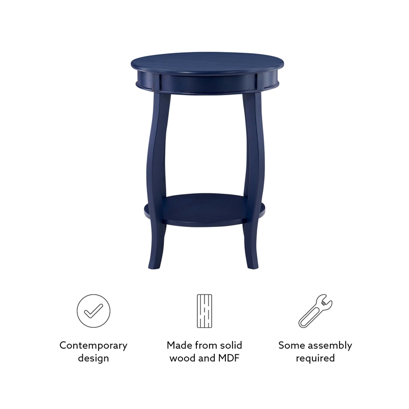Bowery Hill Modern / Contemporary Wood Accent Side Table in Navy Blue