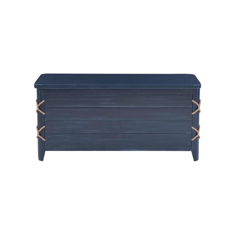 Bowery Hill Modern Wood Rope Cedar Lined Storage Chest in Blue