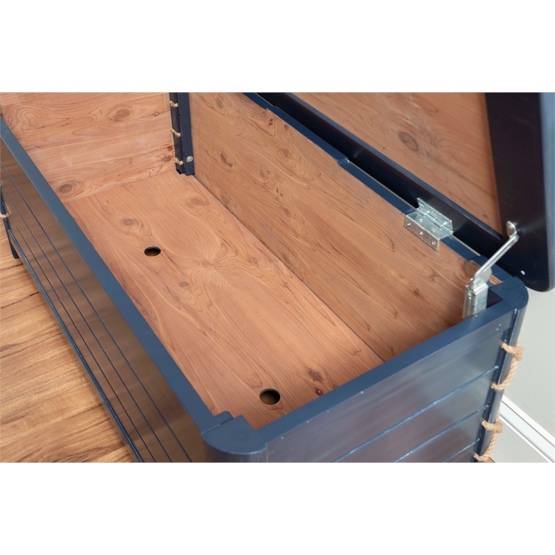 Bowery Hill Modern Wood Rope Cedar Lined Storage Chest in Blue