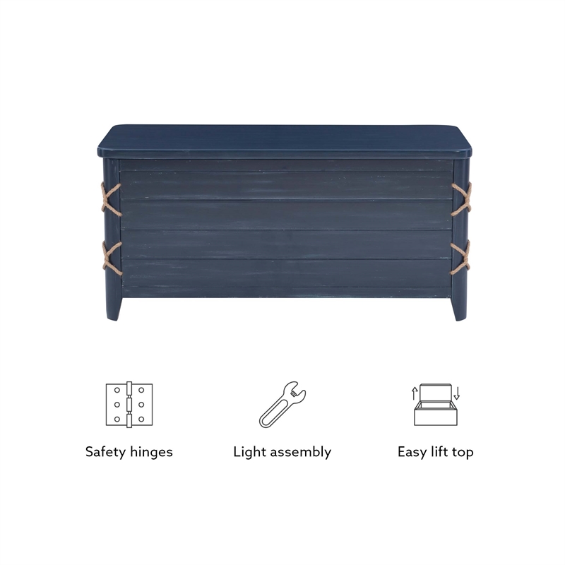 Bowery Hill Modern Wood Rope Cedar Lined Storage Chest in Blue