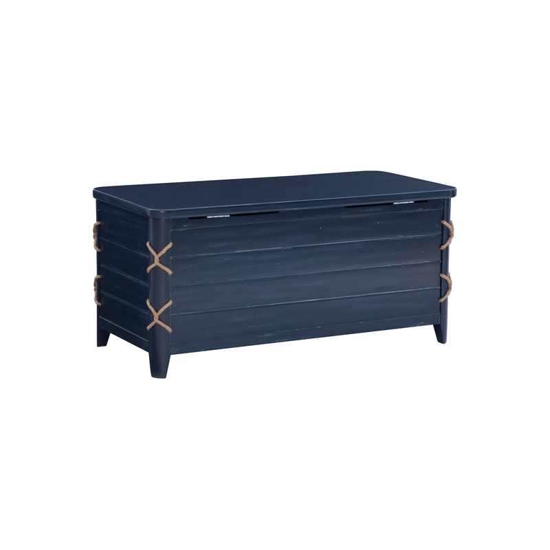 Bowery Hill Modern Wood Rope Cedar Lined Storage Chest in Blue