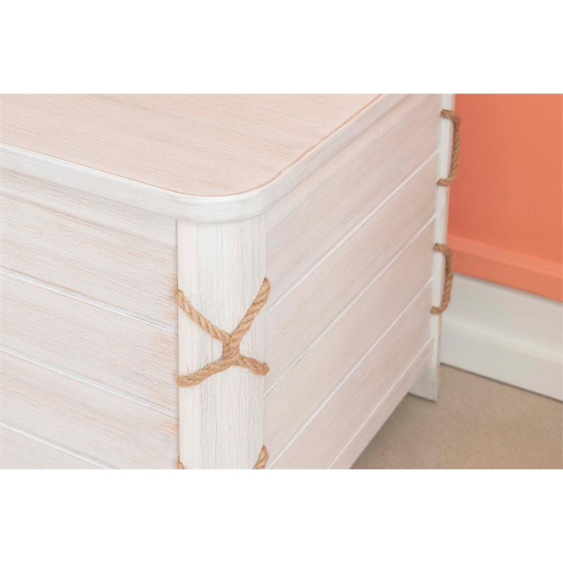 Bowery Hill Modern Wood Rope Cedar Lined Storage Chest in White