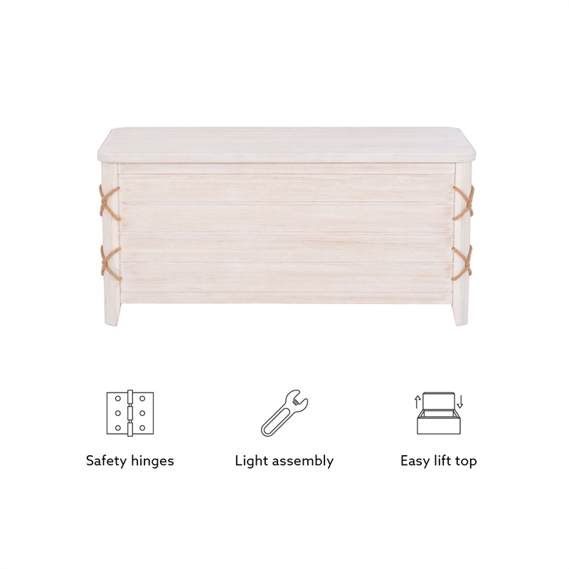 Bowery Hill Modern Wood Rope Cedar Lined Storage Chest in White