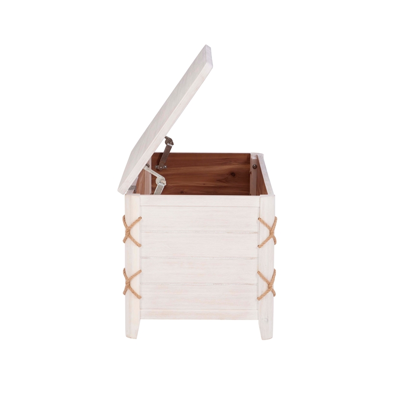 Bowery Hill Modern Wood Rope Cedar Lined Storage Chest in White