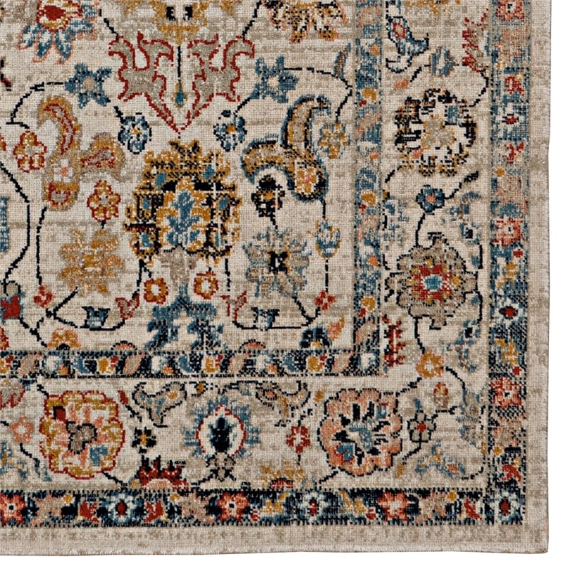 Bowery Hill Modern Laramie Polyester 3'x5' Accent Rug in Ivory