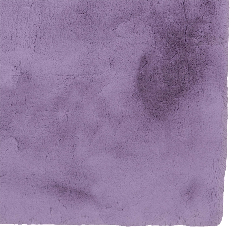 Bowery Hill Modern Faux Rabbit Polyester 8'x10' Area Rug in Purple
