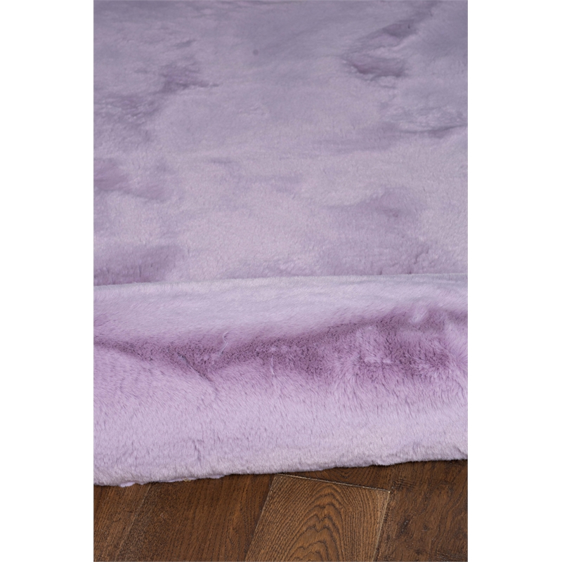 Bowery Hill Modern Faux Rabbit Polyester 8'x10' Area Rug in Purple