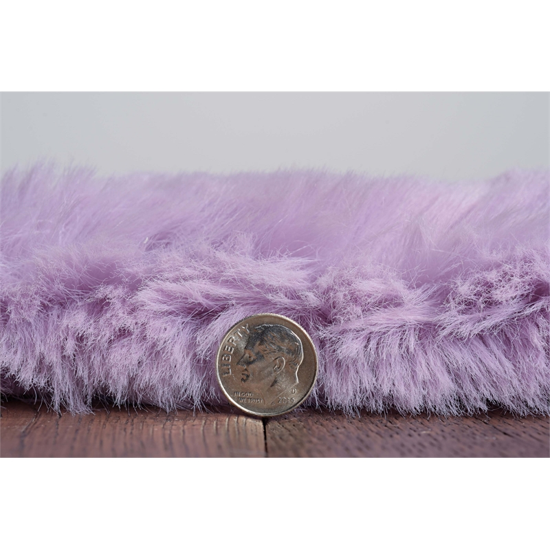 Bowery Hill Modern Faux Rabbit Polyester 8'x10' Area Rug in Purple