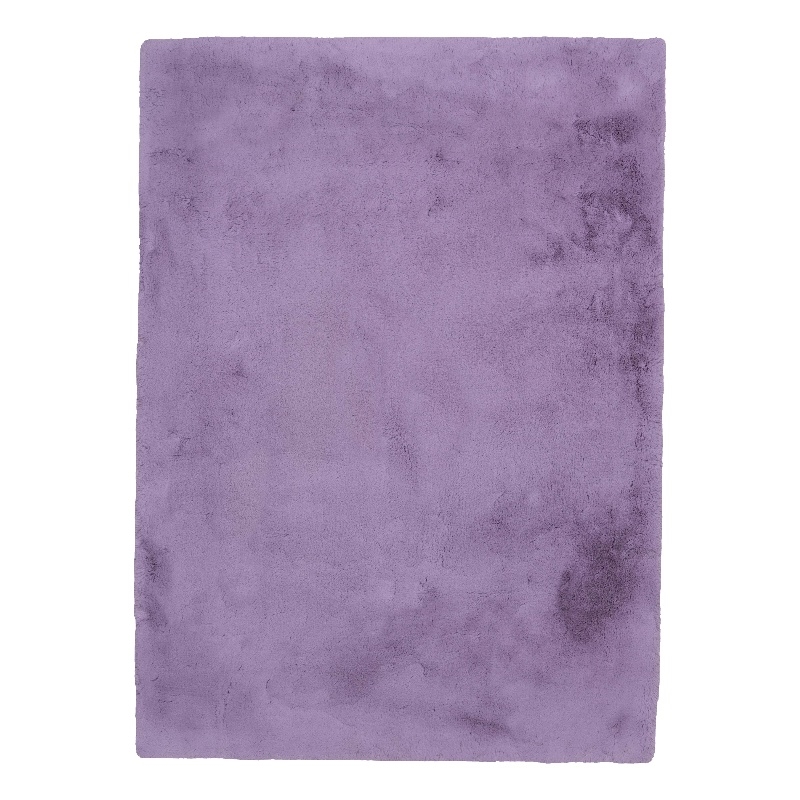 Bowery Hill Modern Faux Rabbit Polyester 8'x10' Area Rug in Purple