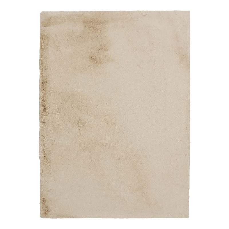 Bowery Hill Modern Faux Rabbit Polyester 8'x10' Area Rug in Tan