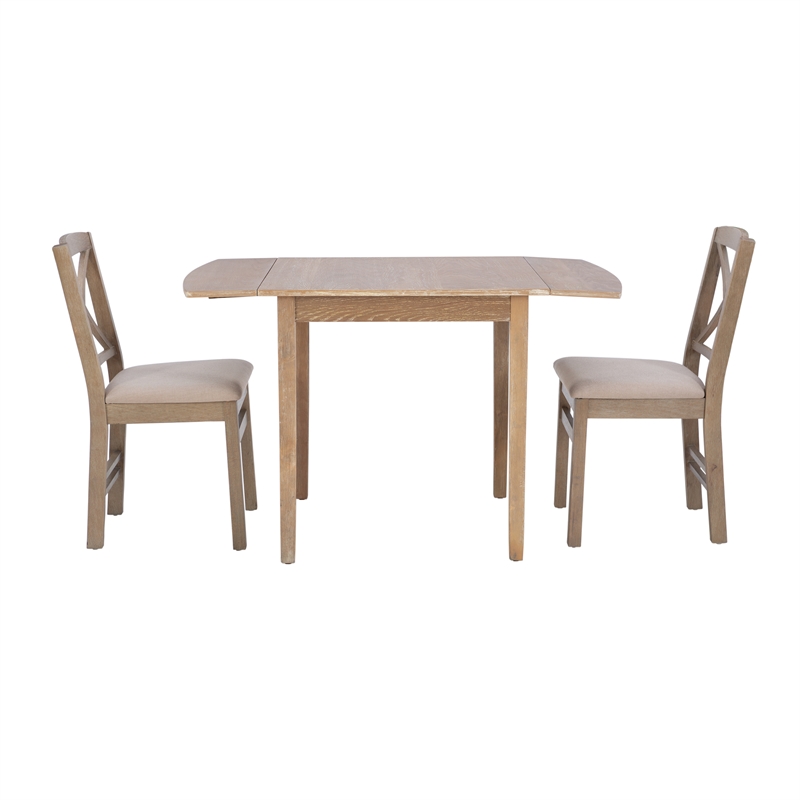 Bowery Hill Modern Wood Three Piece Drop Leaf Dining Set in Gray