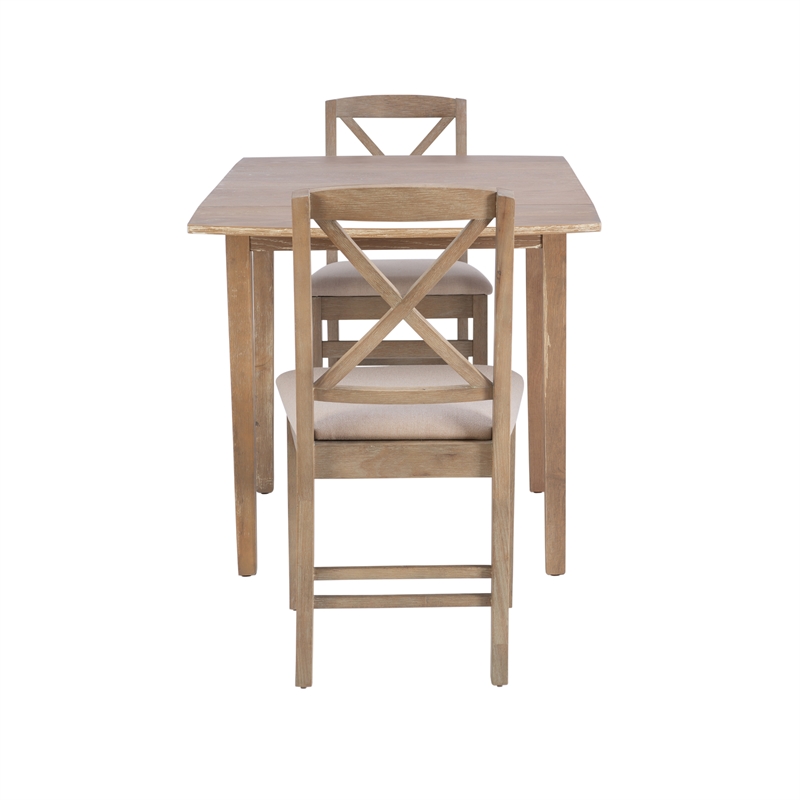 Bowery Hill Modern Wood Three Piece Drop Leaf Dining Set in Gray