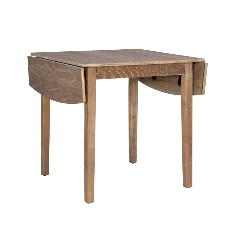 Bowery Hill Modern Wood Three Piece Drop Leaf Dining Set in Gray
