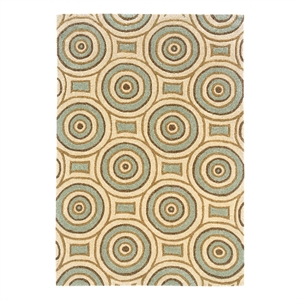 Bowery Hill Modern Combs Polyester 5'x7' Area Rug in Cream & Aqua