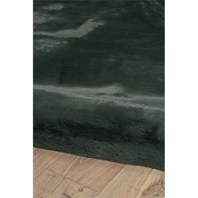 Bowery Hill Modern Faux Rabbit 8' x 10' Area Rug in Dark Green