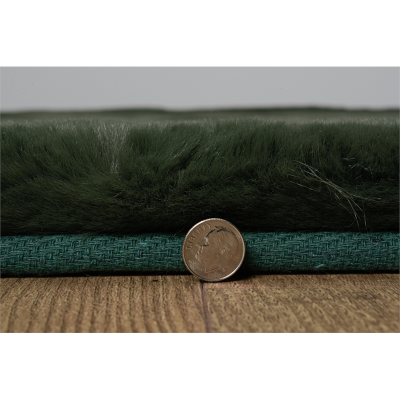 Bowery Hill Modern Faux Rabbit 8' x 10' Area Rug in Dark Green