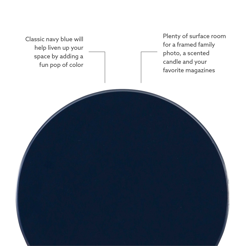 Bowery Hill Wood Navy Blue Side Table Round Sturdy Pedestal Base 17