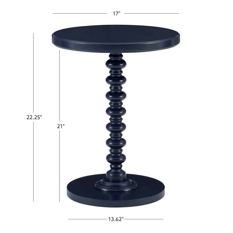 Bowery Hill Wood Navy Blue Side Table Round Sturdy Pedestal Base 17