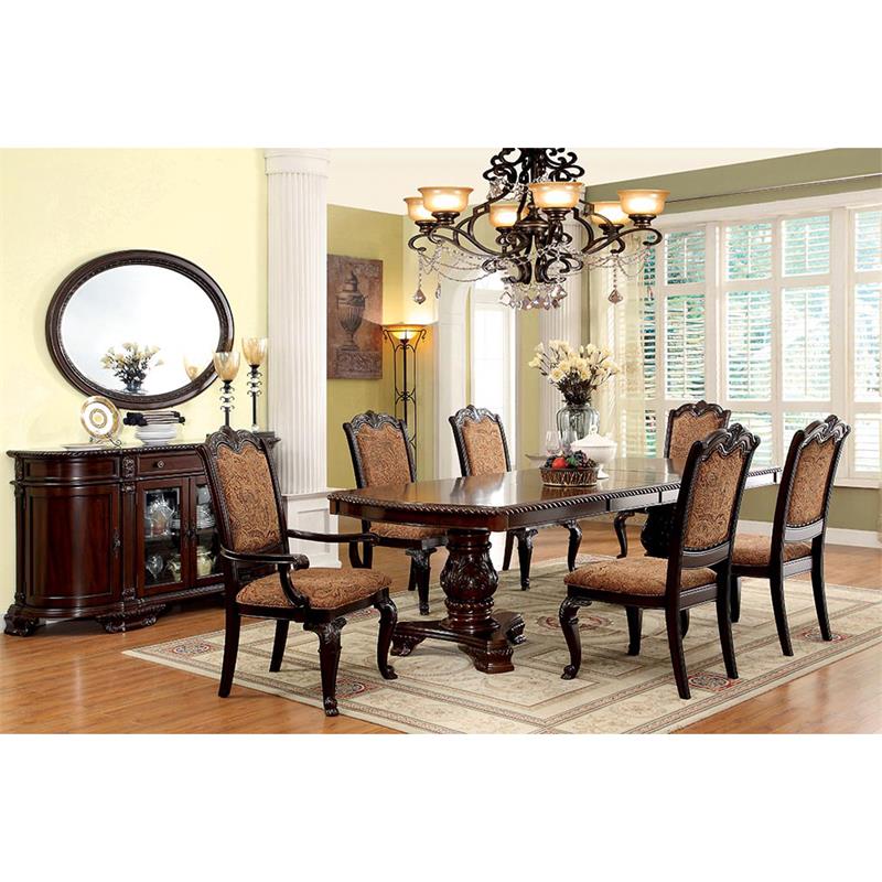Bowery Hill Traditional Wood Frame Oval Mirror in Brown Cherry