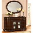 Bowery Hill Traditional Wood Frame Oval Mirror in Brown Cherry