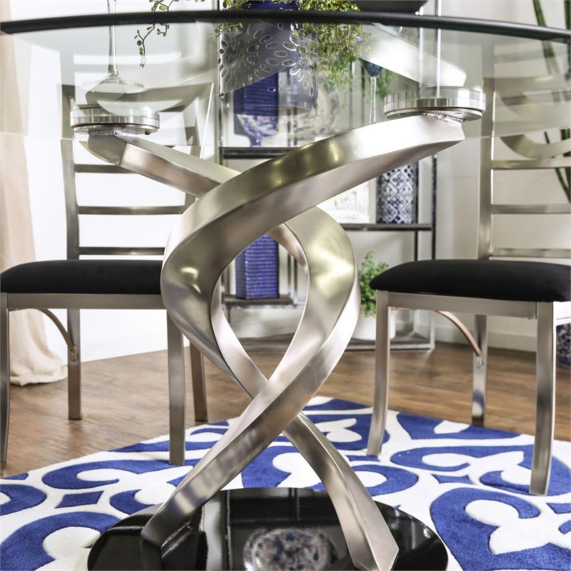 Bowery Hill 5-Piece Stainless Steel Dining Set in Silver Finish