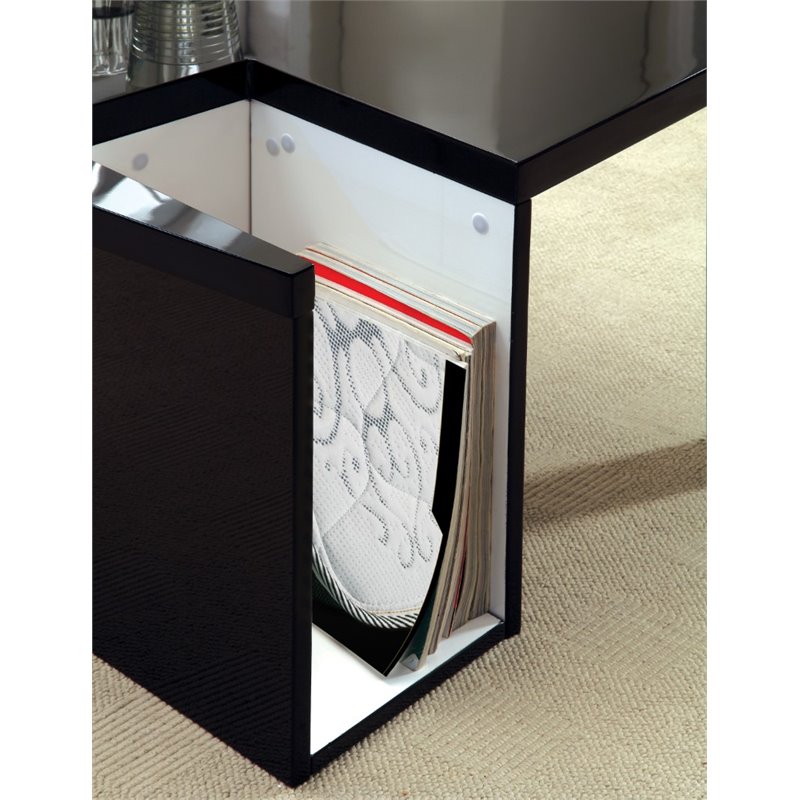 Bowery Hill Contemporary Wood Coffee Table with Storage in Black