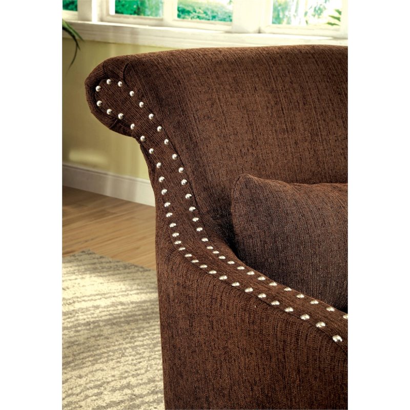 Bowery Hill Contemporary Fabric Upholstered Accent Chair in Brown