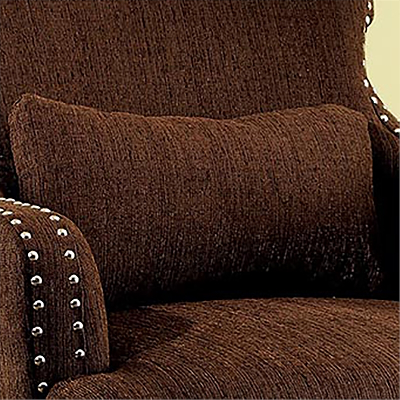 Bowery Hill Contemporary Fabric Upholstered Accent Chair in Brown
