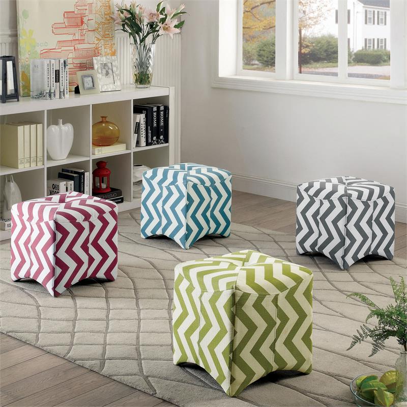 Bowery Hill Modern / Contemporary Fabric Cube Ottoman in Red