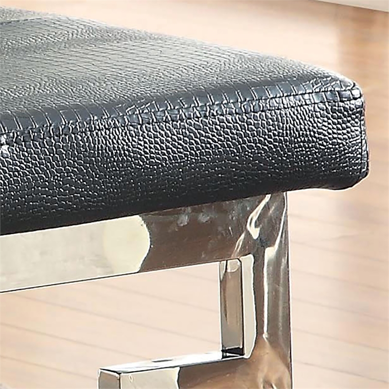 Bowery Hill Contemporary Faux Leather Tufted Bench in Black Finish