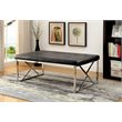 Bowery Hill Contemporary Faux Leather Tufted Bench in Black Finish