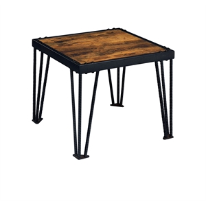 Bowery Hill Industrial Metal Square End Table in Black