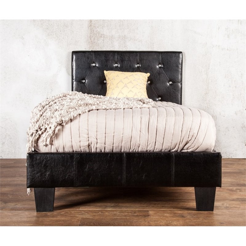 Bowery Hill Contemporary Faux Leather California King Platform Bed in Black