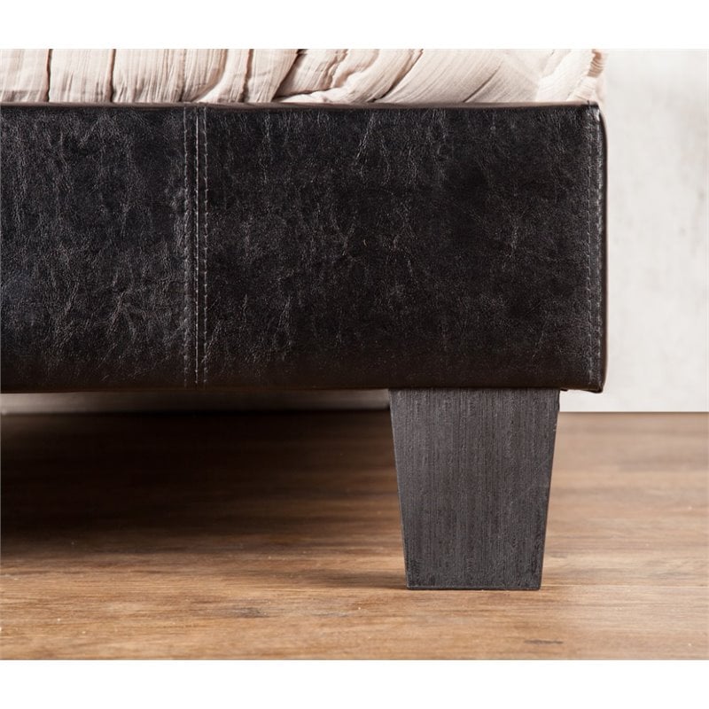 Bowery Hill Contemporary Faux Leather California King Platform Bed in Black