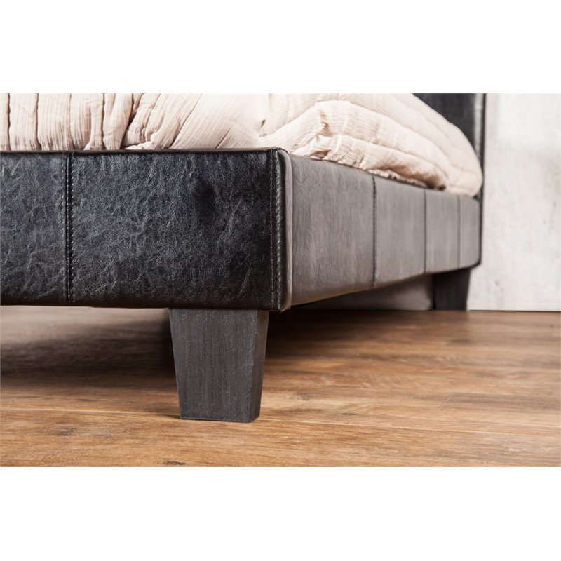 Bowery Hill Contemporary Faux Leather California King Platform Bed in Black