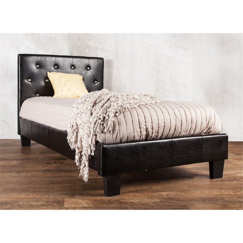 Bowery Hill Contemporary Faux Leather California King Platform Bed in Black