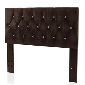 Bowery Hill Faux Leather Brown Full/Queen Headboard Rectangular Tufted 63.5&quot x 42.5&quot x 3.75&quot Unassembled