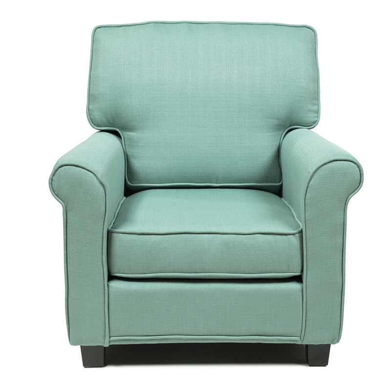 Bowery Hill Transitional Fabric Upholstered Accent Chair in Blue